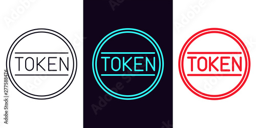 Token coin icon, virtual money, different stroke