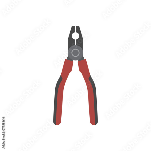 Vector illustration of tool cutting pliers flat style. Icon of nippers on white background