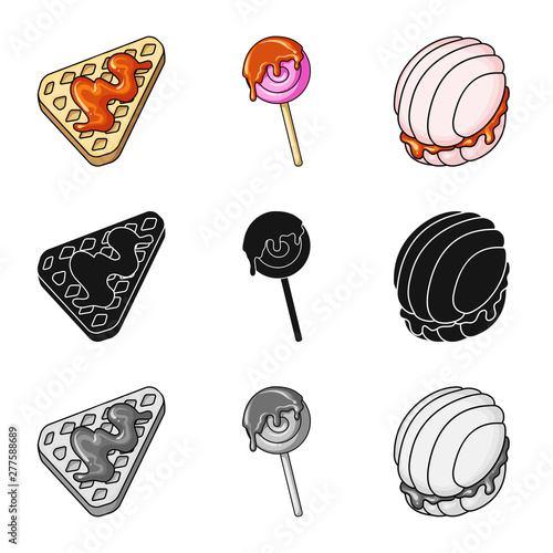 Vector design of confectionery and culinary icon. Collection of confectionery and product vector icon for stock.