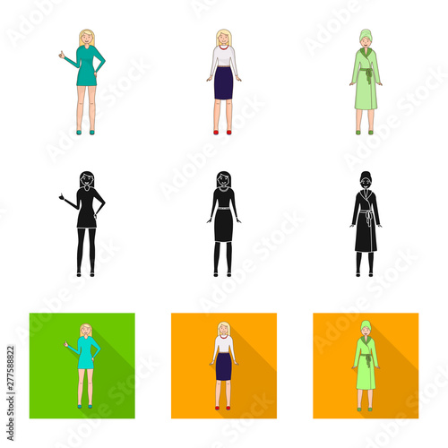 Vector design of posture and mood icon. Set of posture and female stock vector illustration.