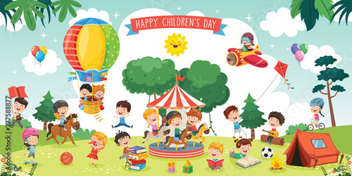 Vector Illustration Of Kids Landscape
