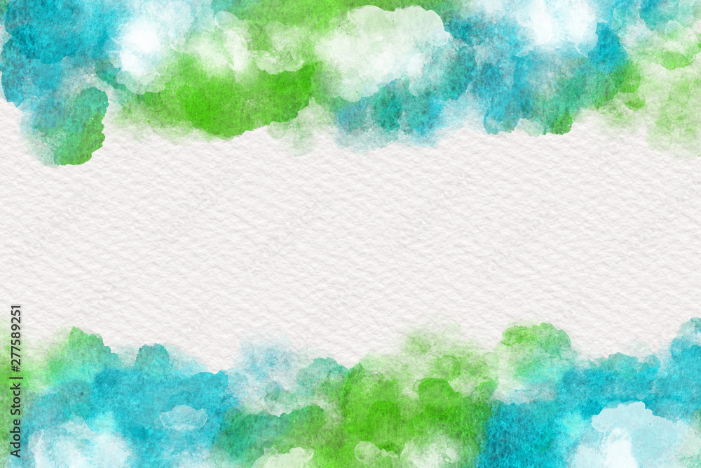 Artistic double border of green and blue paint