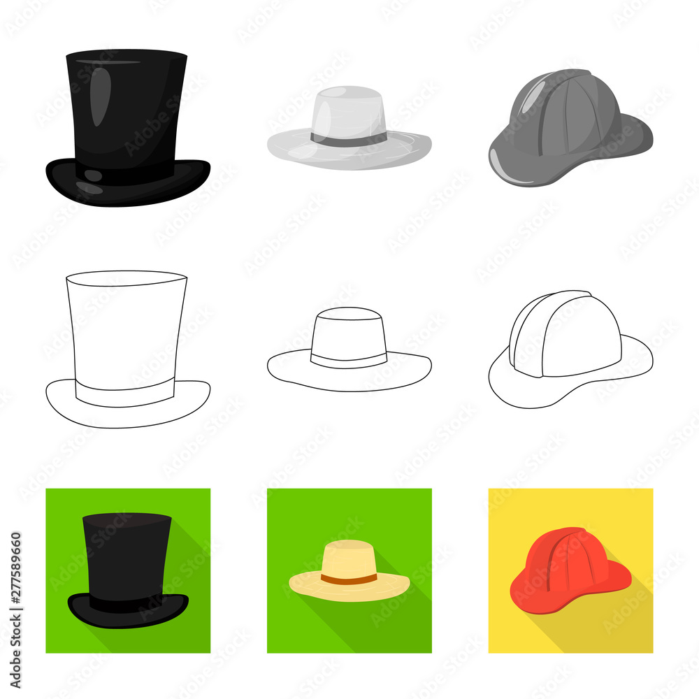 Isolated object of clothing and cap symbol. Collection of clothing and beret stock vector illustration. Isolated object of clothing and cap symbol. Collection of clothing and beret stock vector illustration.