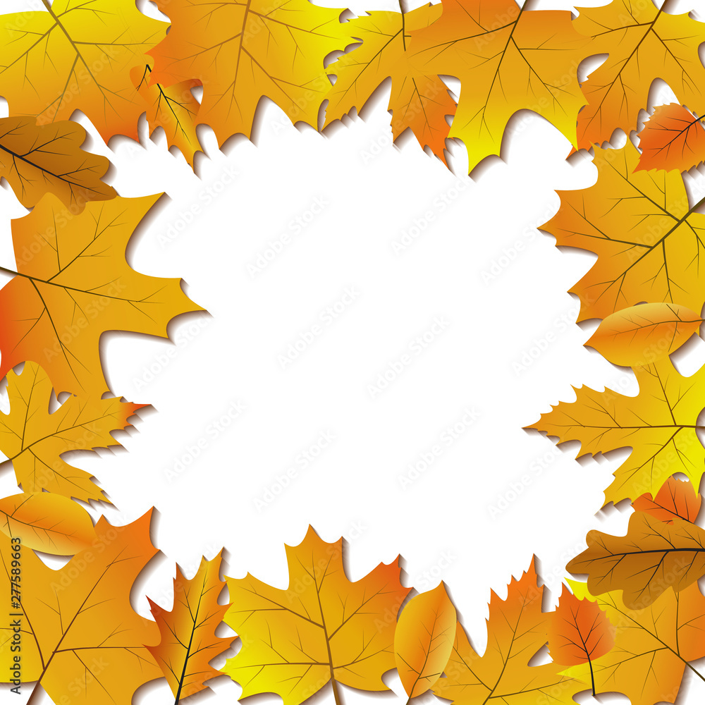 Card template with space for text. Frame made of autumn leaves. Card template with space for text. Frame made of autumn leaves.