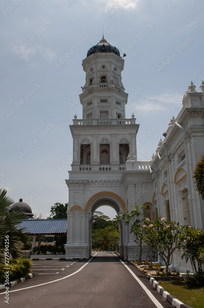 Sultan Abu Bakar State Mosque building in Johor Bahru in Malaysia. The mosque was built between 1892 and 1900 and was named after the ruling Sultan at the time.