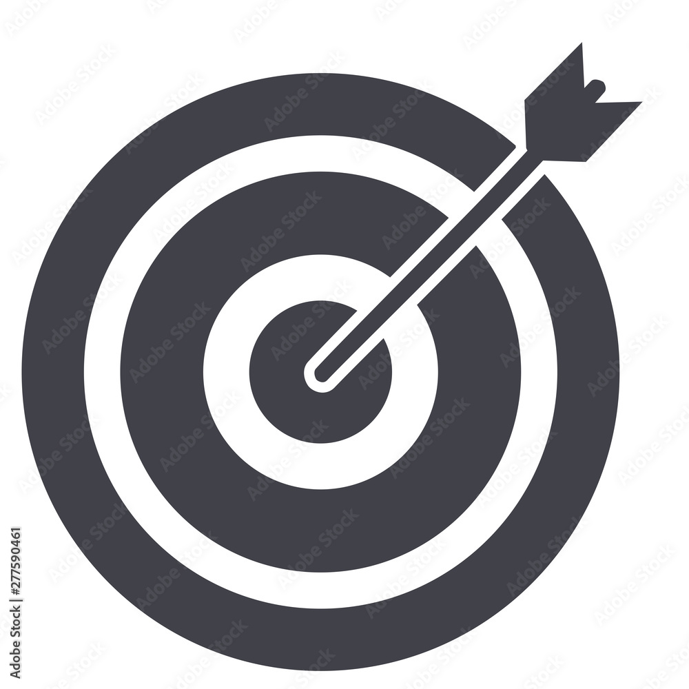 Business concept illustration, Target with an arrow, hit the target, goal achievement Business concept illustration, Target with an arrow, hit the target, goal achievement