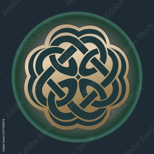 Round sign with celtic elements. Vector illustration isolated on a dark backgrond.