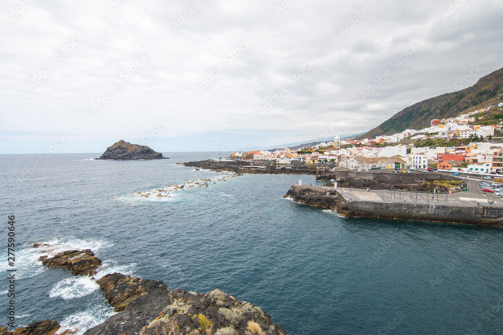 panoramic view of garachico fishing town in tenerife, Spain