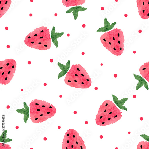 Seamless watercolor strawbe...