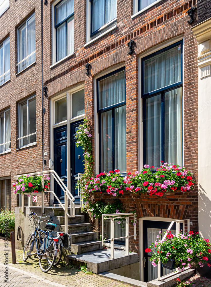 typical dutch facade in Amsterdam