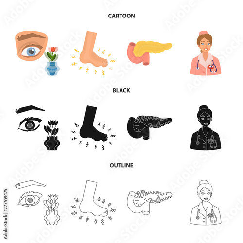 Vector illustration of diet and treatment logo. Collection of diet and medicine vector icon for stock.