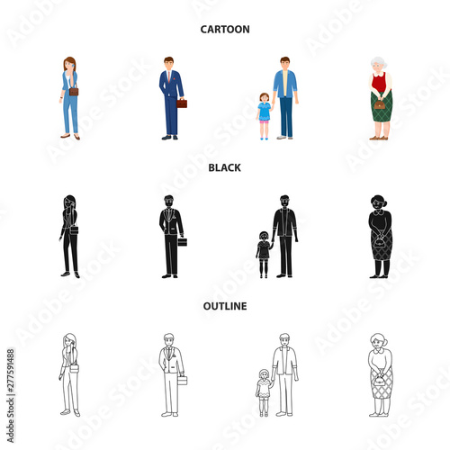 Vector design of character and avatar symbol. Set of character and portrait stock symbol for web.