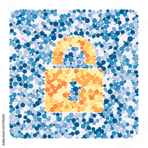 Closed Lock sign color distributed circles dots illustration