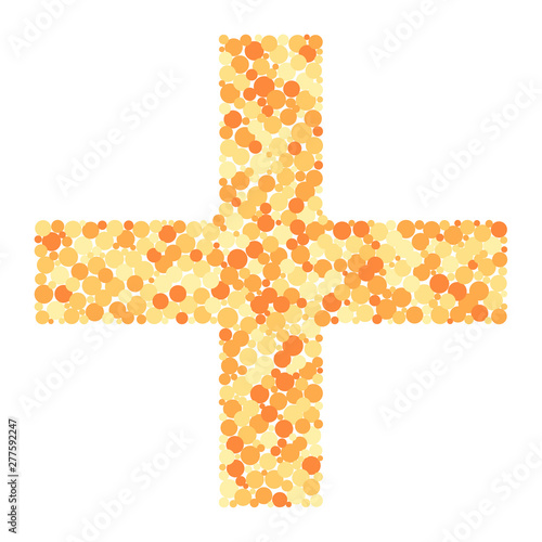 Plus math sign color distributed circles dots illustration