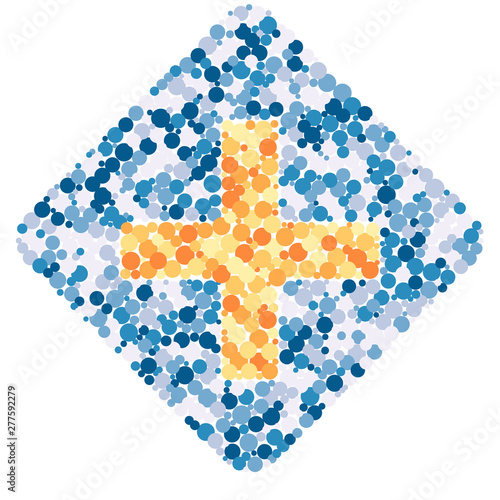 Plus math sign color distributed circles dots illustration