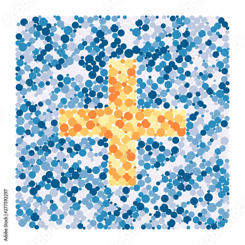 Plus math sign color distributed circles dots illustration
