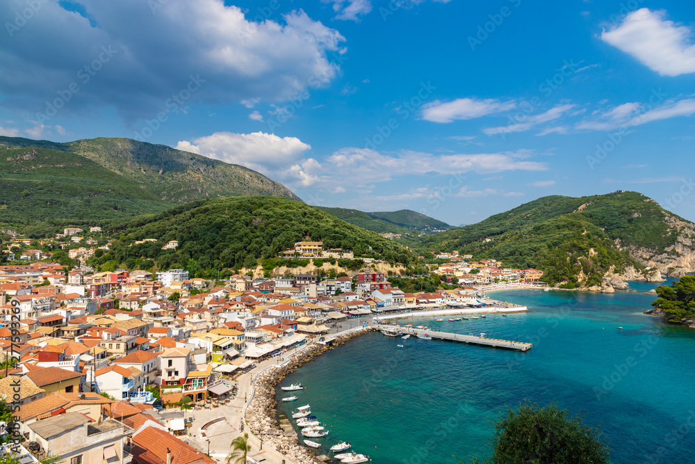 Amasing view to Parga from Venetian castle, Epirus, Greece
