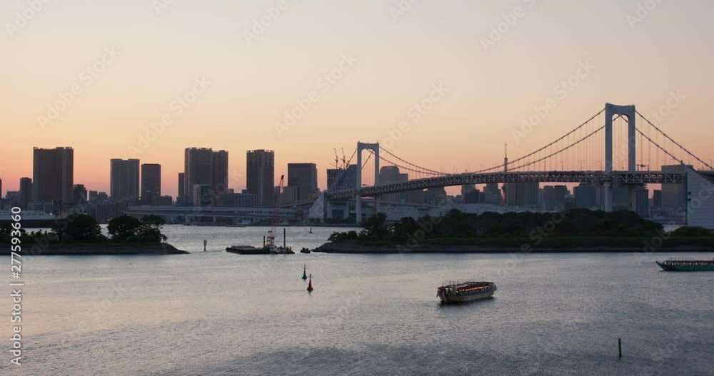 Odaiba city landscape at sunset Odaiba city landscape at sunset