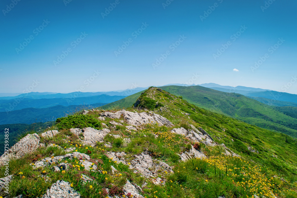 Beautiful mountain view from the path from Beklemeto to Kozya Stena, Troyan Balkan, Bulgaria Beautiful mountain view from the path from Beklemeto to Kozya Stena, Troyan Balkan, Bulgaria