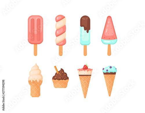 Popsicle ice-cream vector set. Cute ice lollys collection isolated ob white background.