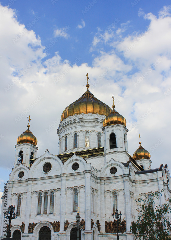 Cathedral of Christ the Saviour in Moscow, Russia view on cloudy summer day outdoors 