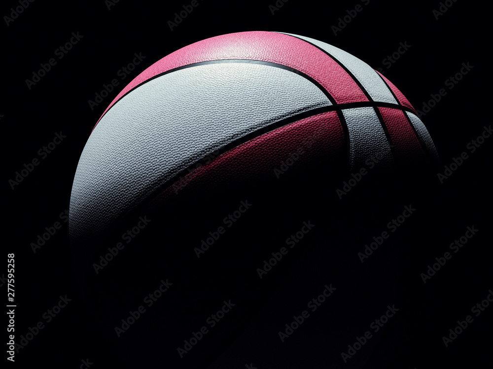 Magenta and white modern basketball ball for men or women on black background Magenta and white modern basketball ball for men or women on black background