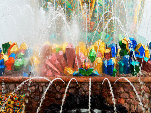 Slika na platnu Horizontal colorful fountain at VDNKh architecture background