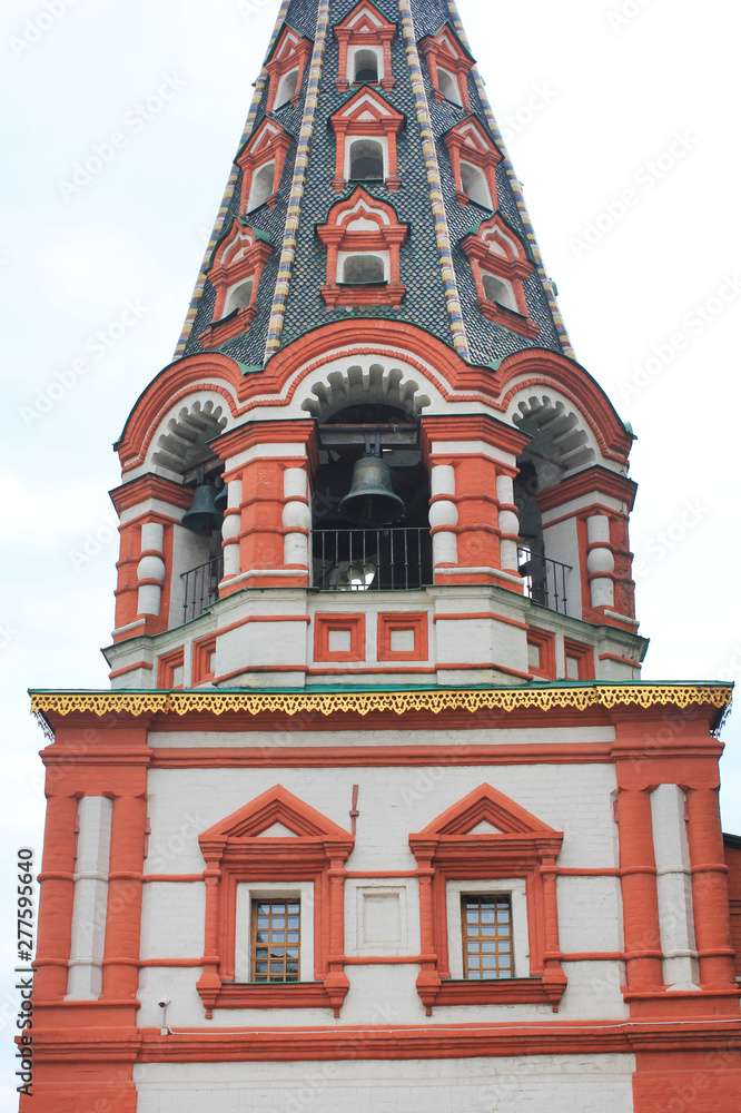 Bell tower of Saint Basil's Cathedral (Cathedral of Vasily the Blessed) on Red Square in Moscow, Russia 