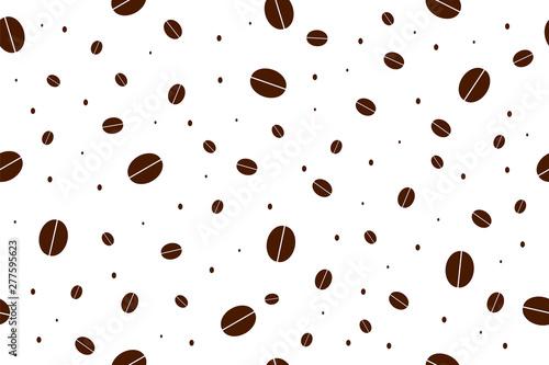 Vector seamless pattern with handrawn coffee beans. coffee beans background for wrapping paper, package, scrapbooking, textile design.