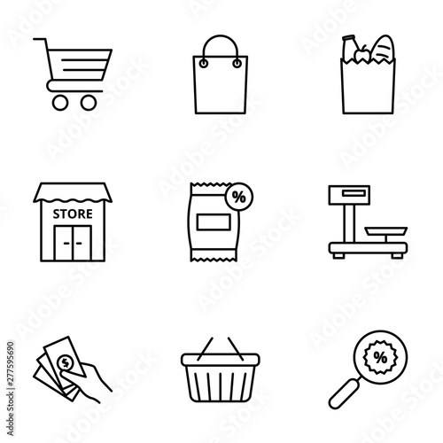 Collection of shopping icons. Store. Black vector set.