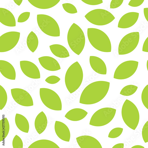 Seamless pattern with tea leaves on white background for website, cafe or textile with a mood of summer nature.