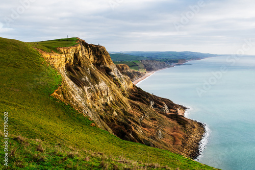 Fotografie View of Eype Beach and West Bay cliffs, film location of Broadchurch near Bridport in Dorset, England