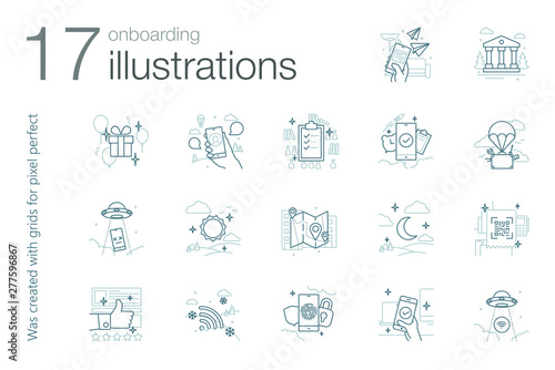Onboarding icons-illustrations (outline gray)