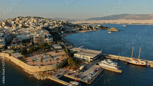 Aerial photo of famous picturesque area of Marina Zeas or Passalimani in the heart of Piraeus, Attica, Greece © aerial-drone