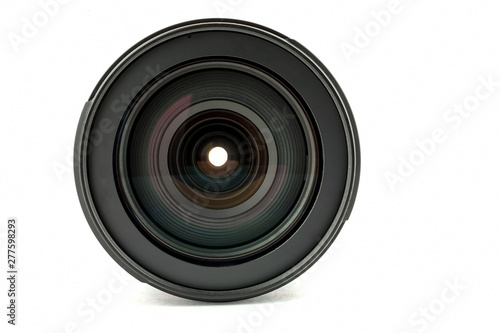 Obraz na płótnie Black photo lens isolated on white background w salonie