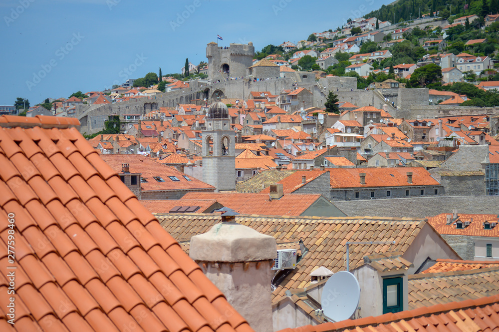 Red rooftops of town Dubrovnik, Croatia on June 18, 2019. Some episodes of the Game of Thrones filmed there.