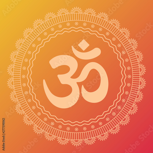 Om symbol mandala. Decorative folk ornament in oriental style