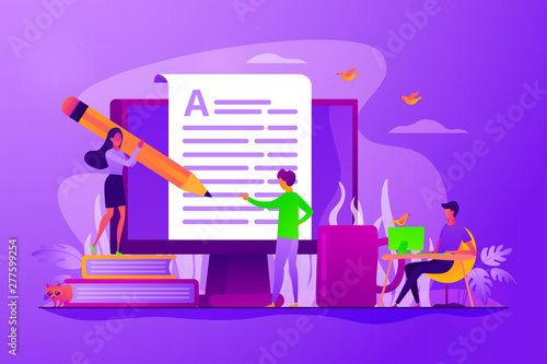 Content creating, articles, text writing and editing remote job. Inbound marketing. Copywriting job, home based copywriter, freelance copywriting concept. Vector isolated concept creative illustration