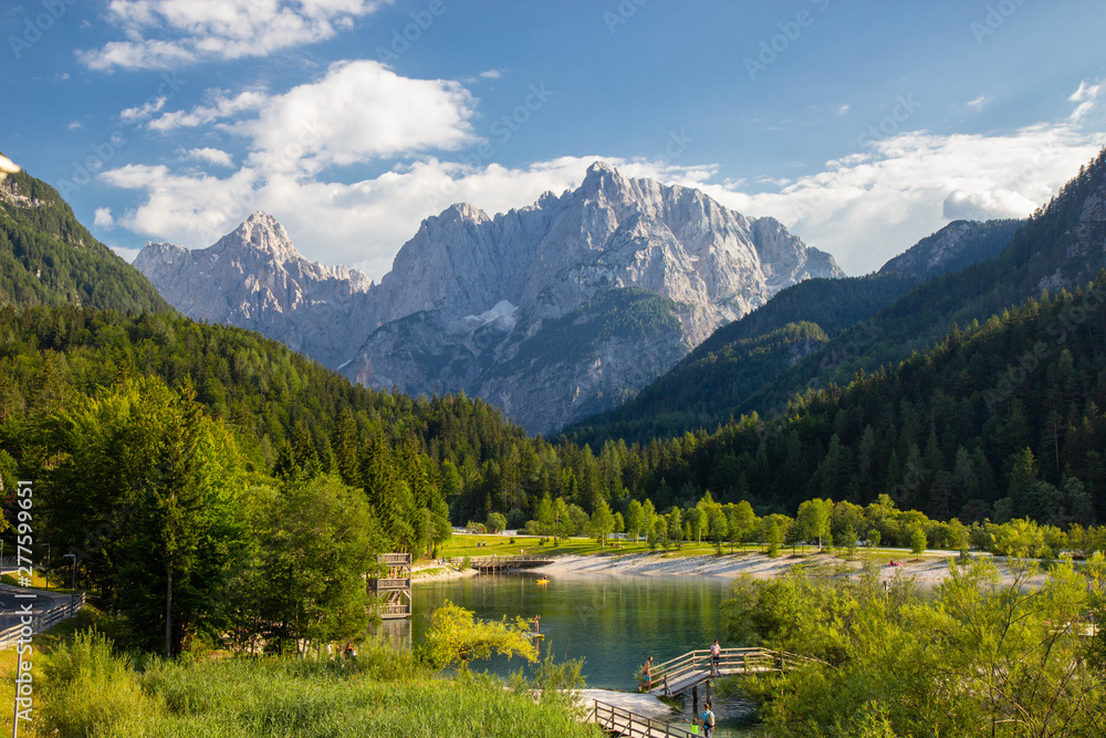 Fototapeta premium View of Jasna lake in Julian Alps, Slovenia