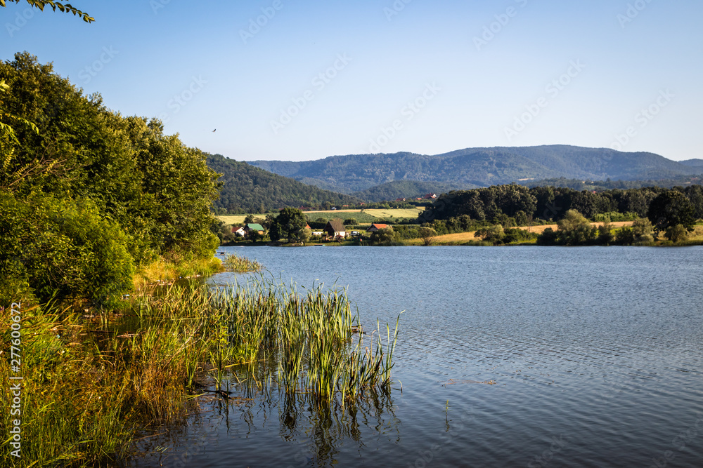 Gruza lake near the Kragujevac in Serbia, popular for fishing and camping, in summer.