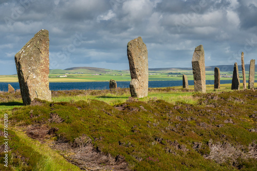 The Ring of Brodgar is a Neolithic henge and stone circle about 6 miles north-east of Stromness on the Mainland, the largest island in Orkney, Scotland.  photo