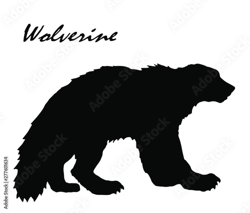 isolated black and white image of wolverine on a white background and the inscription  