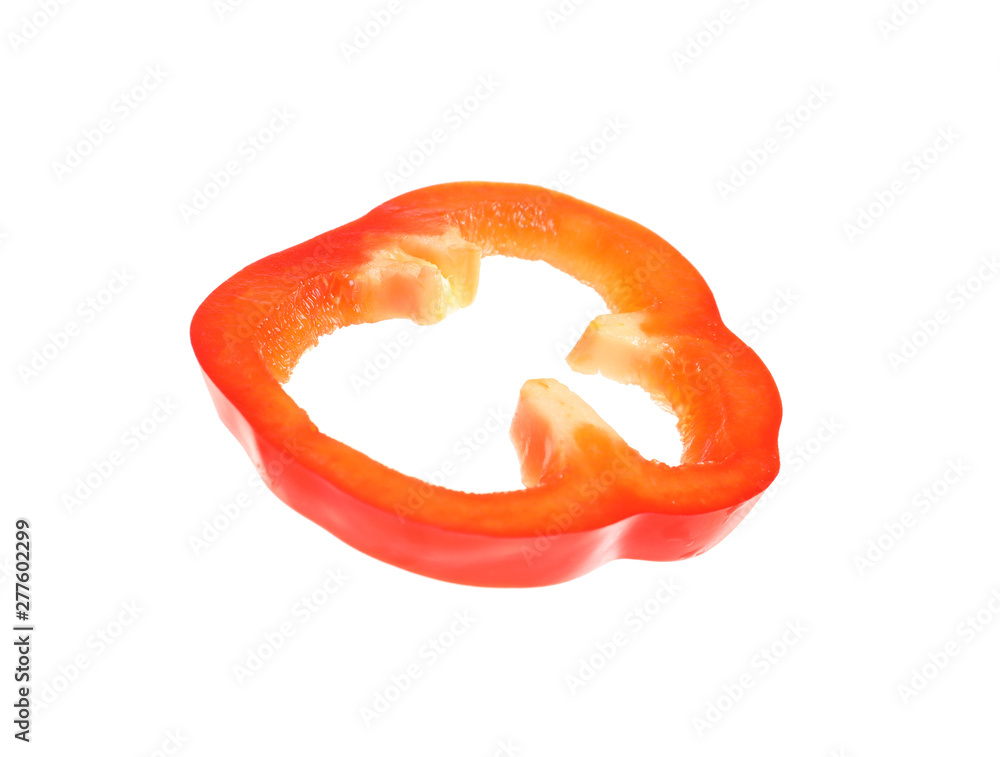 Slice of ripe red bell pepper on white background Slice of ripe red bell pepper on white background