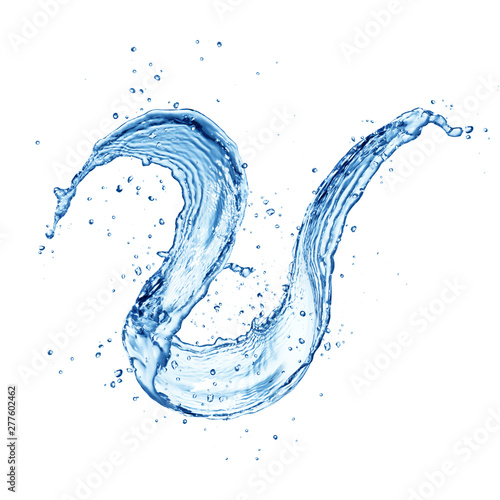 Water spiral splash isolated on white background