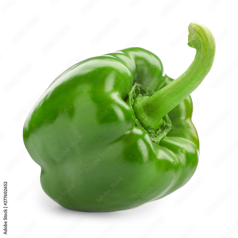 Ripe green bell pepper on white background Ripe green bell pepper on white background
