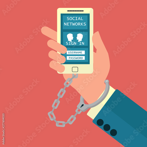 Internet mobile phone addiction vector concept