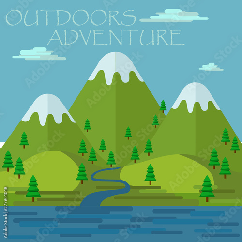 Outdoors adventure, nature vector illustration