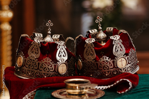 Russian Eastern Orthodox Church wedding crowns and rings