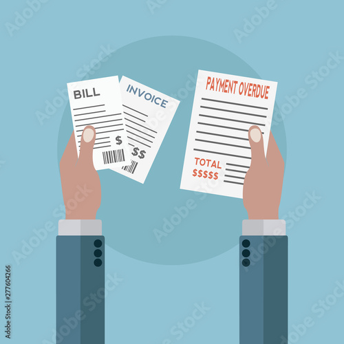 Unpaid bills, payment overdue vector illustration