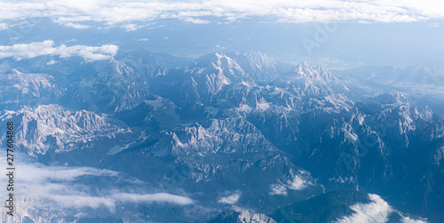 Alps mountains, Europe. Panoramic landscape from sky,
